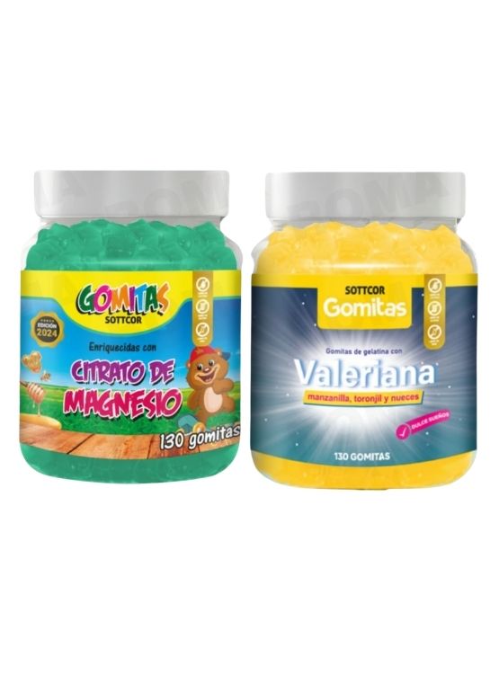 PACK 2 CITRATO DE MAGNESIO NIÑOS + GOMITAS VALERIANA ADULTOS 260UND - 1