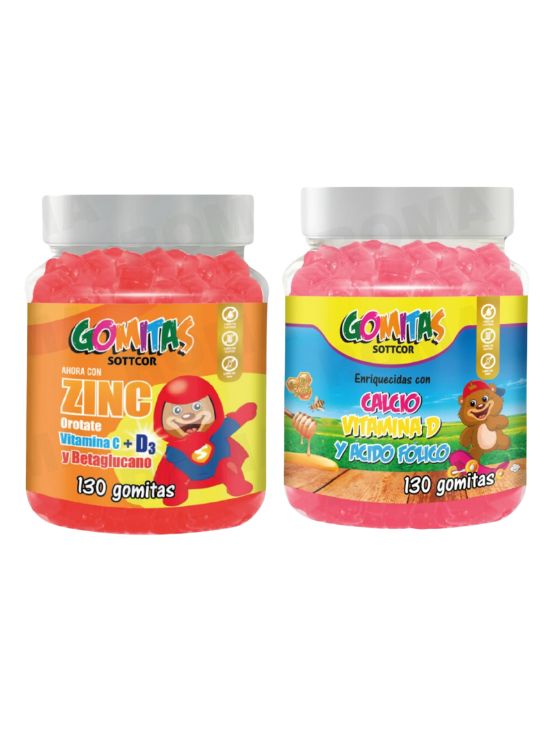 PACK 2 GOMITAS ZINC OROTATE NIÑOS 130UND + GOMITAS CALCIO NIÑOS 130UND - 1