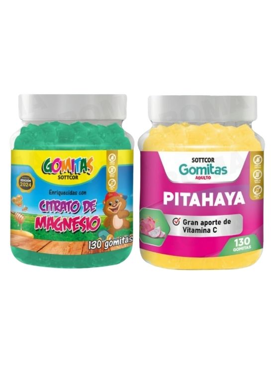 PACK 2 CITRATO DE MAGNESIO NIÑOS 130UND + PITAHAYA ADULTOS 130UND - 1