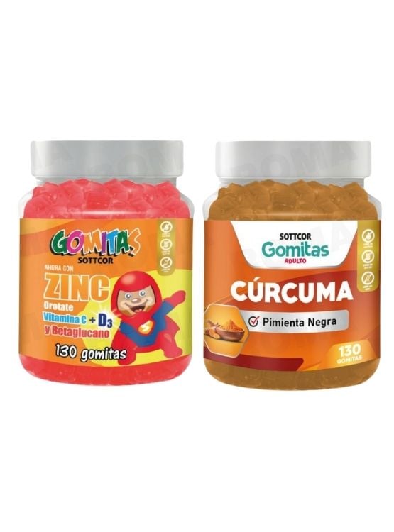 PACK 2 GOMITAS ZINC OROTATE NIÑOS 130UND + GOMITAS CÚRCUMA 130UND - 1