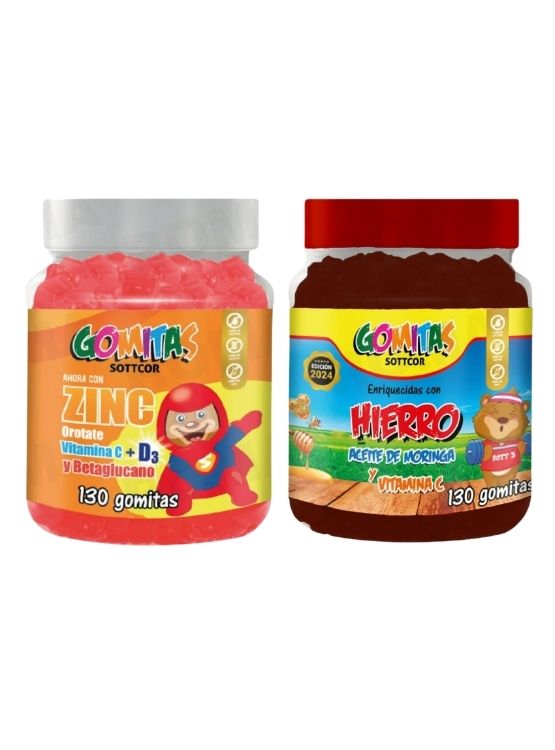 PACK 2 GOMITAS ZINC OROTATE NIÑOS 130UND + GOMITAS HIERRO NIÑOS 130UND - 1