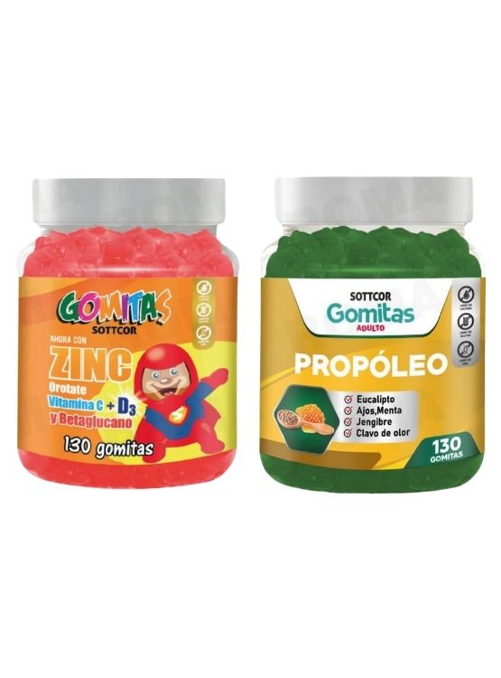 PACK 2 GOMITAS ZINC OROTATE NIÑOS 130UND + GOMITAS PROPÓLEO 130UND - 1