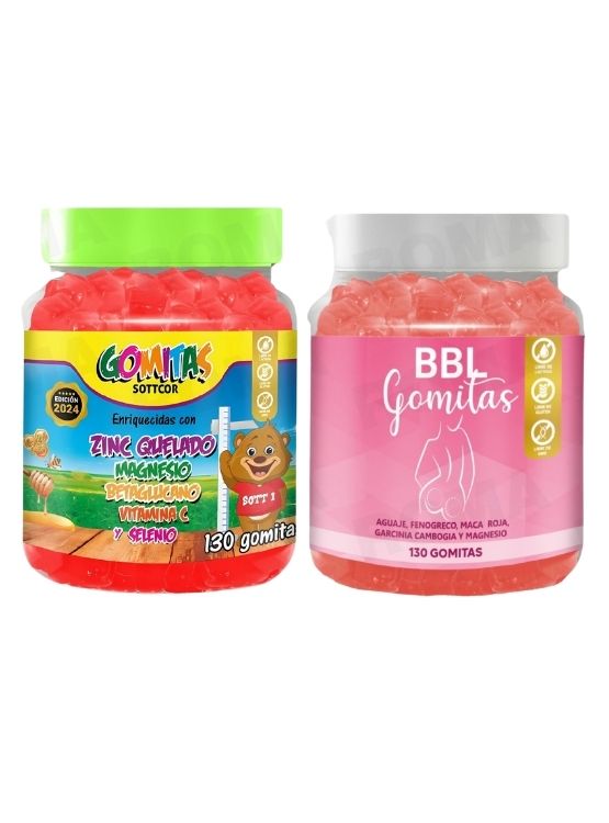 PACK 2 GOMITAS ZINC QUELADO NIÑOS  + GOMITAS AGUAJE BBL 260 UND - 1