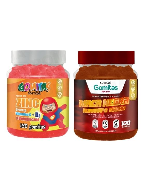 PACK 2 GOMITAS ZINC OROTATE NIÑOS 130UND + GOMITAS MACA NEGRA 100UND - 1