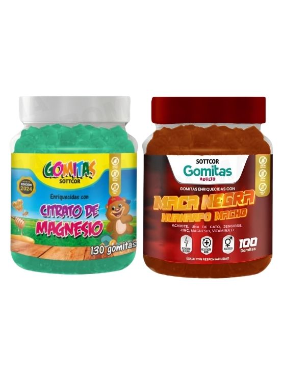 PACK 2 CITRATO DE MAGNESIO NIÑOS 130UND + GOMITAS MACA NEGRA 100UND - 1