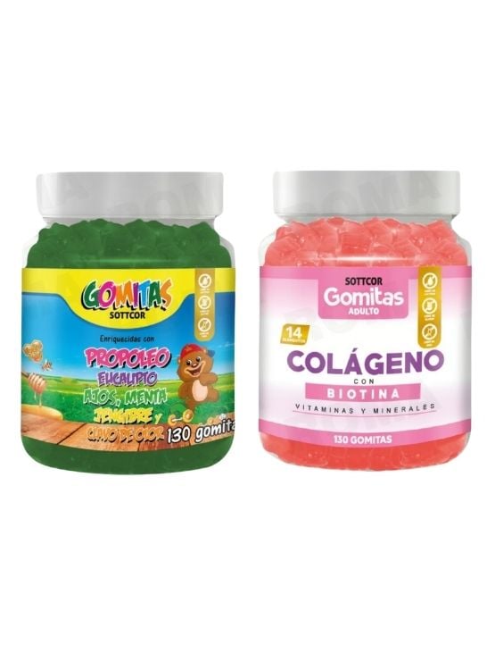 PACK 2 GOMITAS PROPÓLEO NIÑOS 130UND + GOMITAS COLÁGENO CON BIOTINA 130UND - 1
