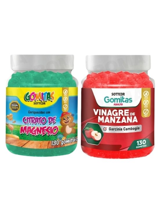 PACK 2 CITRATO DE MAGNESIO NIÑOS 130UND + VINAGRE DE MANZANA 130UND - 1