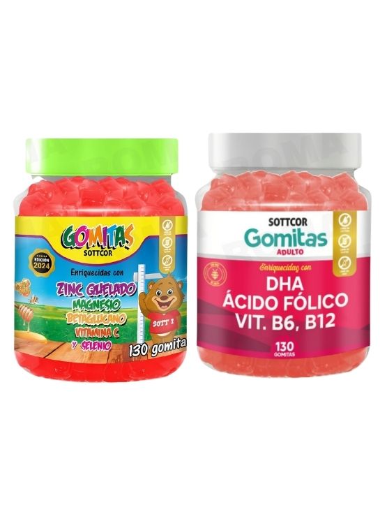 PACK 2 GOMITAS ZINC QUELADO NIÑOS  + DHA ACIDO FOLICO 260 UND - 1