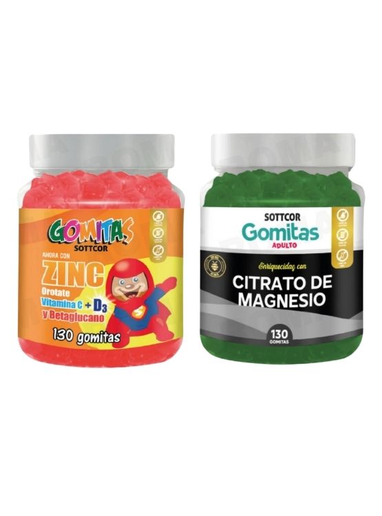 PACK 2  GOMITAS ZINC OROTATE NIÑOS 130UND + GOMITAS CITRATO DE MAGNESIO 130UND - 1