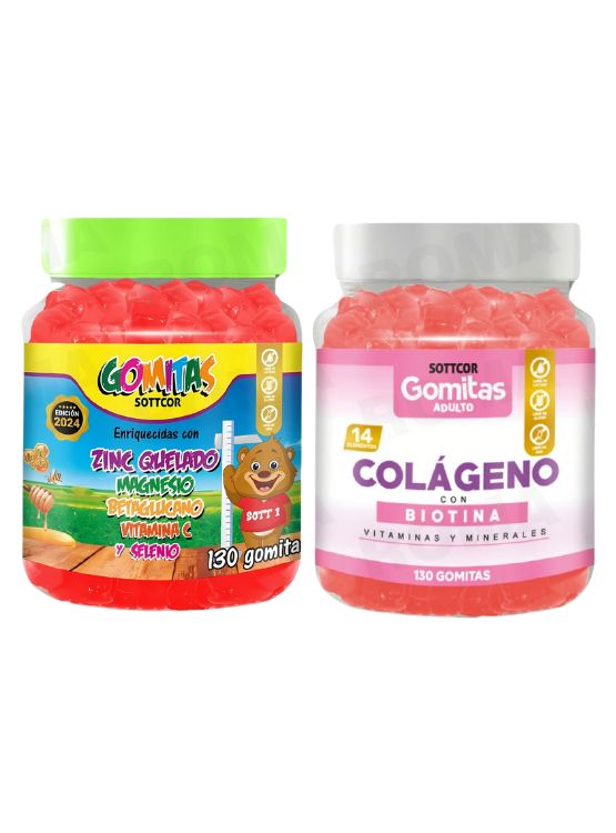 PACK 2 GOMITAS ZINC QUELADO NIÑOS + COLAGENO ADULTOS 130 UND - 1