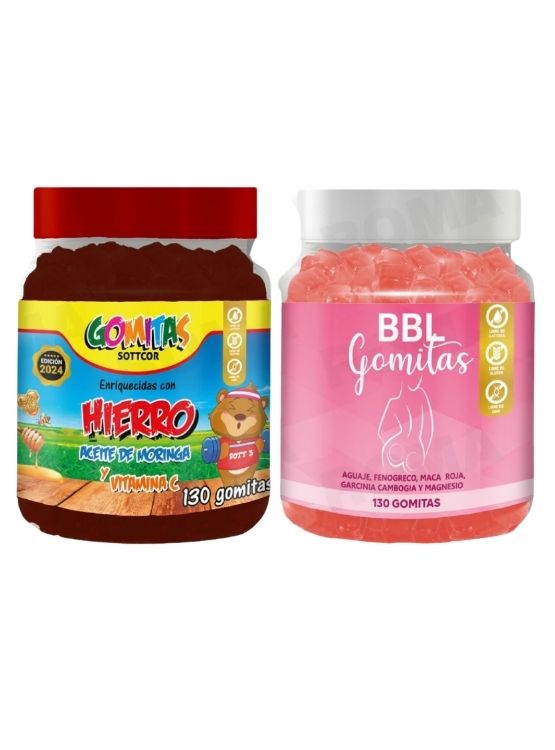 PACK 2 GOMITAS HIERRO NIÑOS  + GOMITAS AGUAJE BBL 260 UND - 1