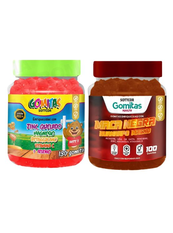 PACK 2 GOMITAS ZINC QUELADO NIÑOS + GOMITAS MACA NEGRA 100 UND - 1