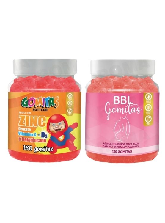 PACK 2 GOMITAS ZINC OROTATE NIÑOS 130UND + GOMITAS AGUAJE BBL 130UND - 1