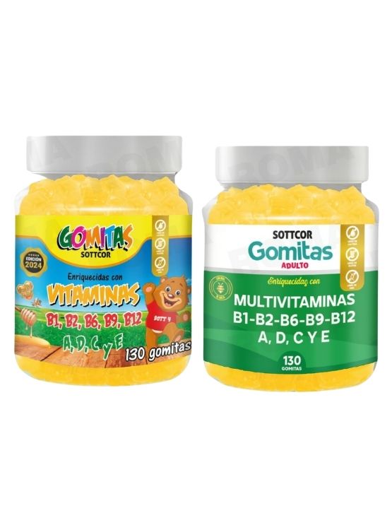 PACK 2 GOMITAS VITAMINAS PARA NIÑOS + MULTIVITAMINAS ADULTOS 260 UND - 1