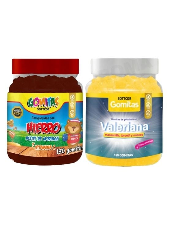 PACK 2 GOMITAS HIERRO NIÑOS  + GOMITAS VALERIANA ADULTOS 260 UND - 1