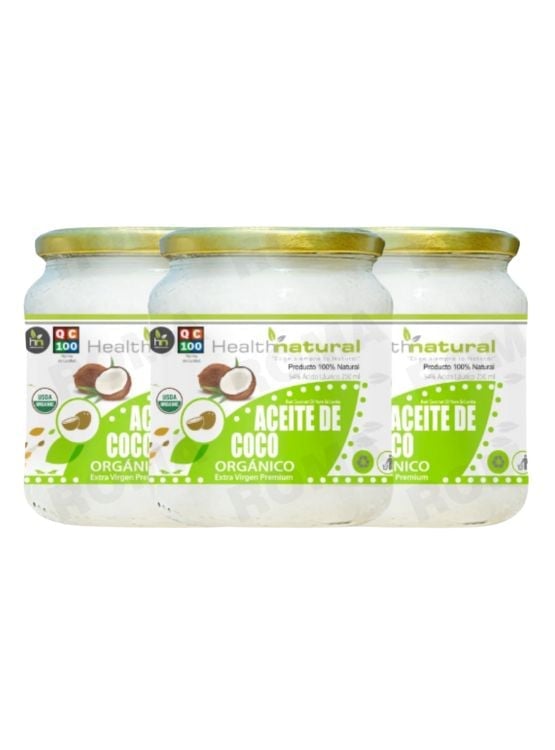 PACK 3 ACEITE DE COCO ORGÁNICO HEALTHNATURAL 750ML - 1