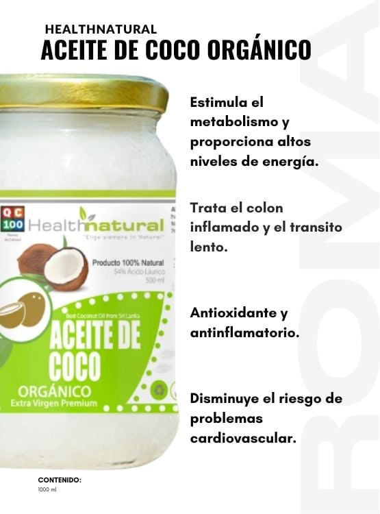 ACEITE DE COCO ORGÁNICO HEALTHNATURAL 1000ML - 2