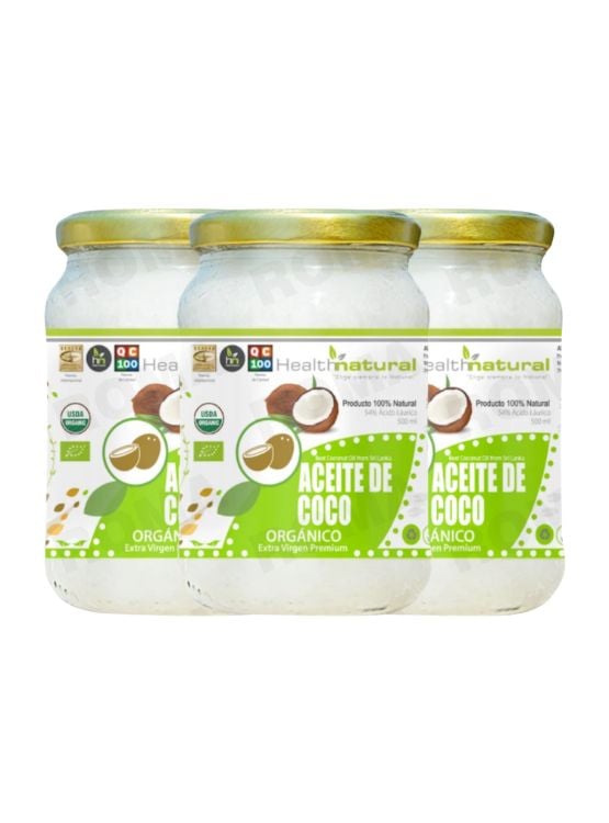 PACK 3 ACEITE DE COCO ORGÁNICO HEALTHNATURAL 1500ML - 1