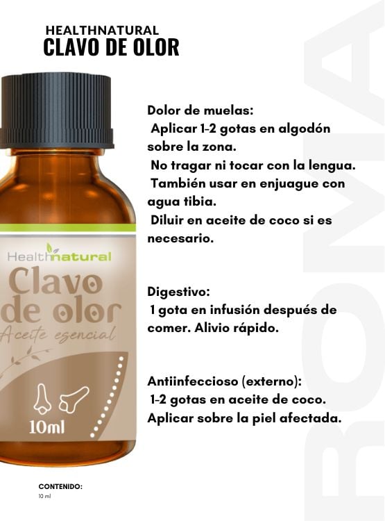 PACK 3 ACEITE ESENCIAL DE CLAVO DE OLOR HEALTHNATURAL 30ML - 2