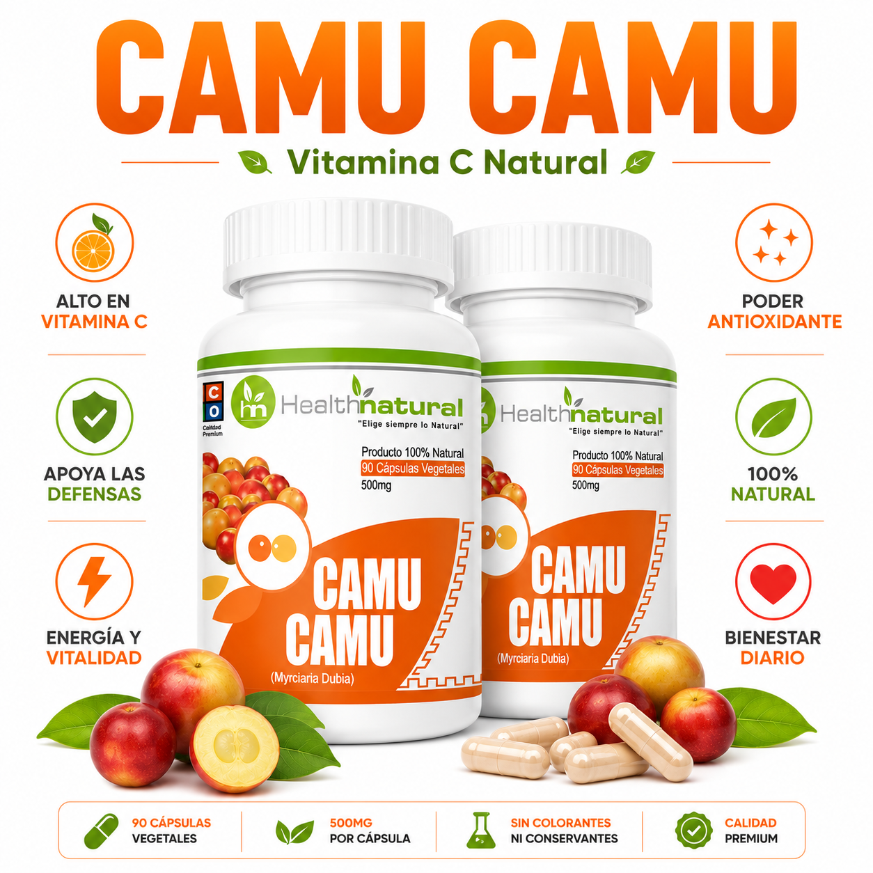 PACK 2 CAMU CAMU HEALTHNATURAL 1000MG - 1