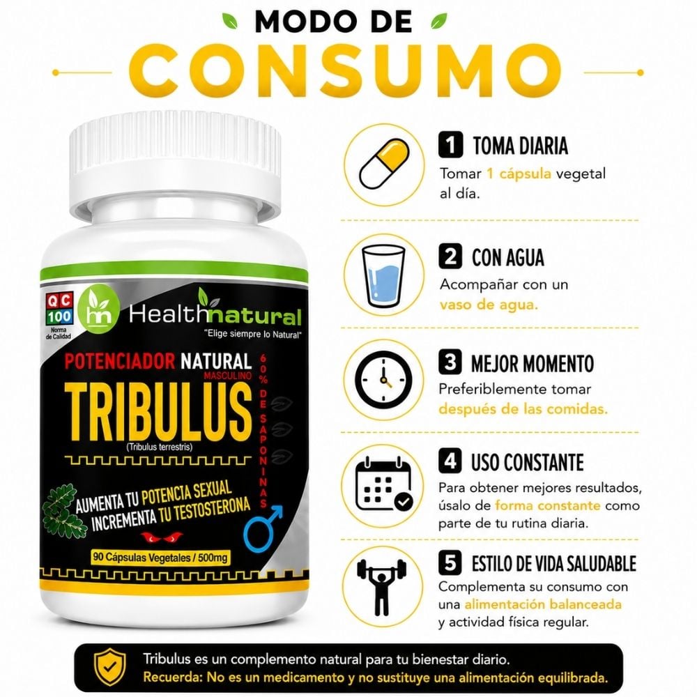 PACK 3 TRIBULUS TERRESTRE HEALTHNATURAL 1500MG - 3