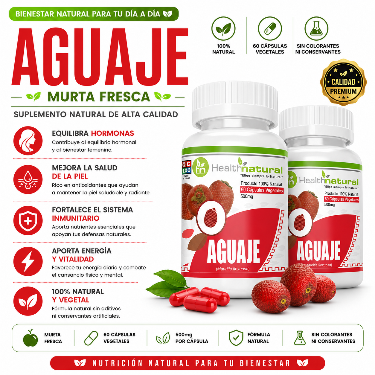 PACK 2 AGUAJE HEALTHNATURAL 1000MG - 1