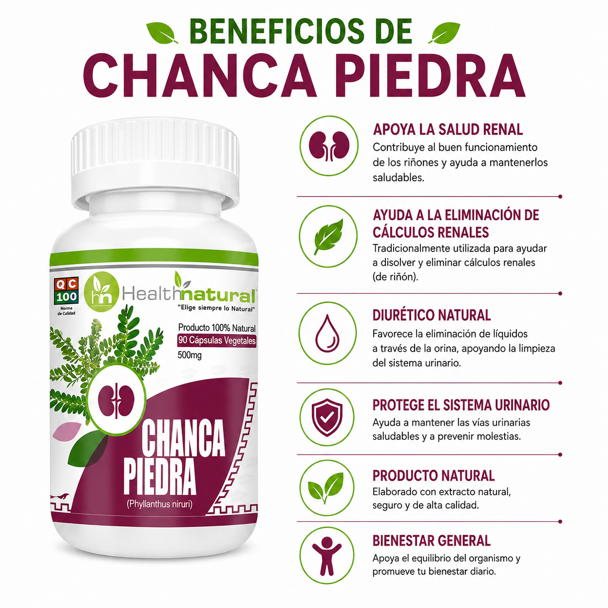 CHANCA PIEDRA HEALTHNATURAL 500MG - 2