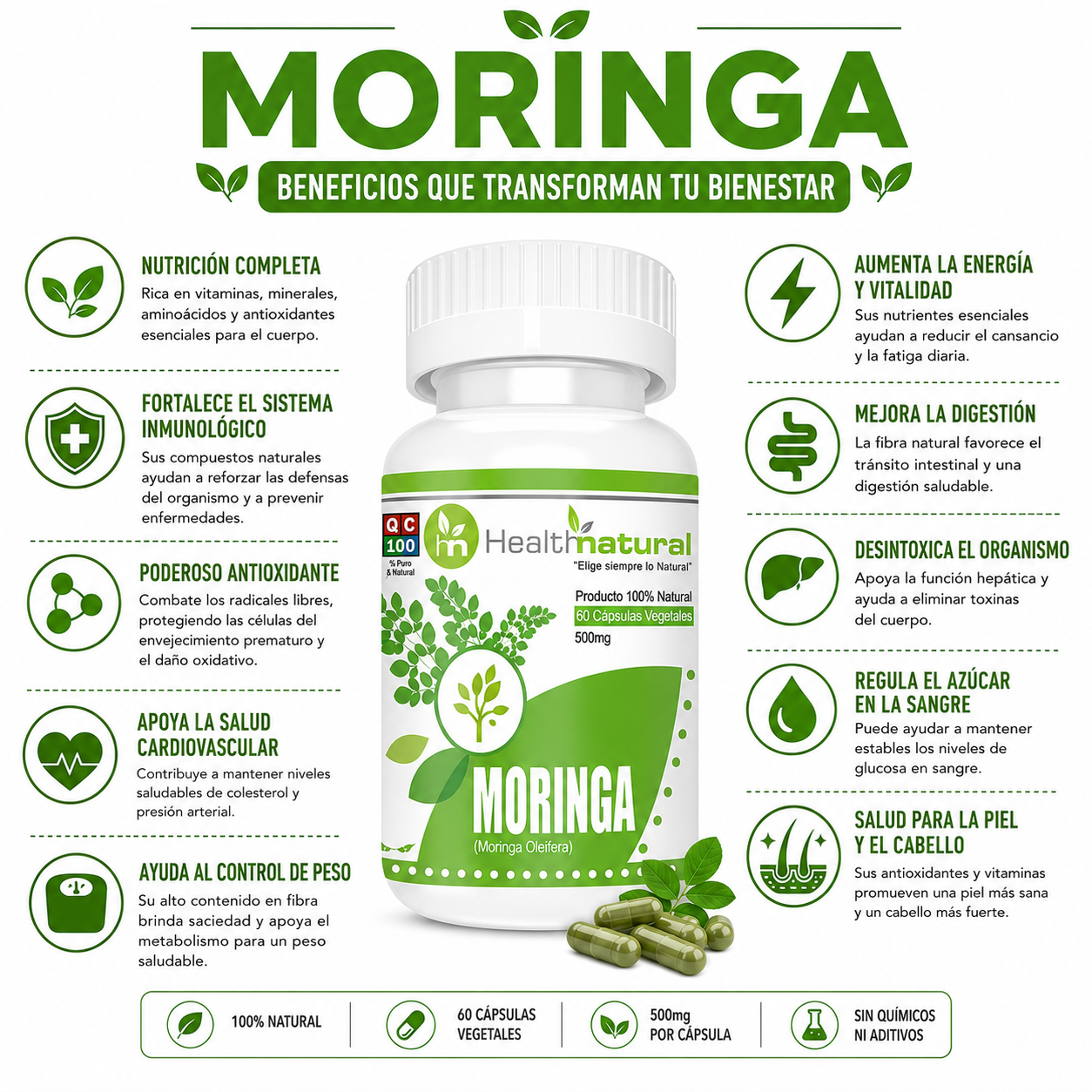PACK 2 MORINGA HEALTHNATURAL 1000MG - 2