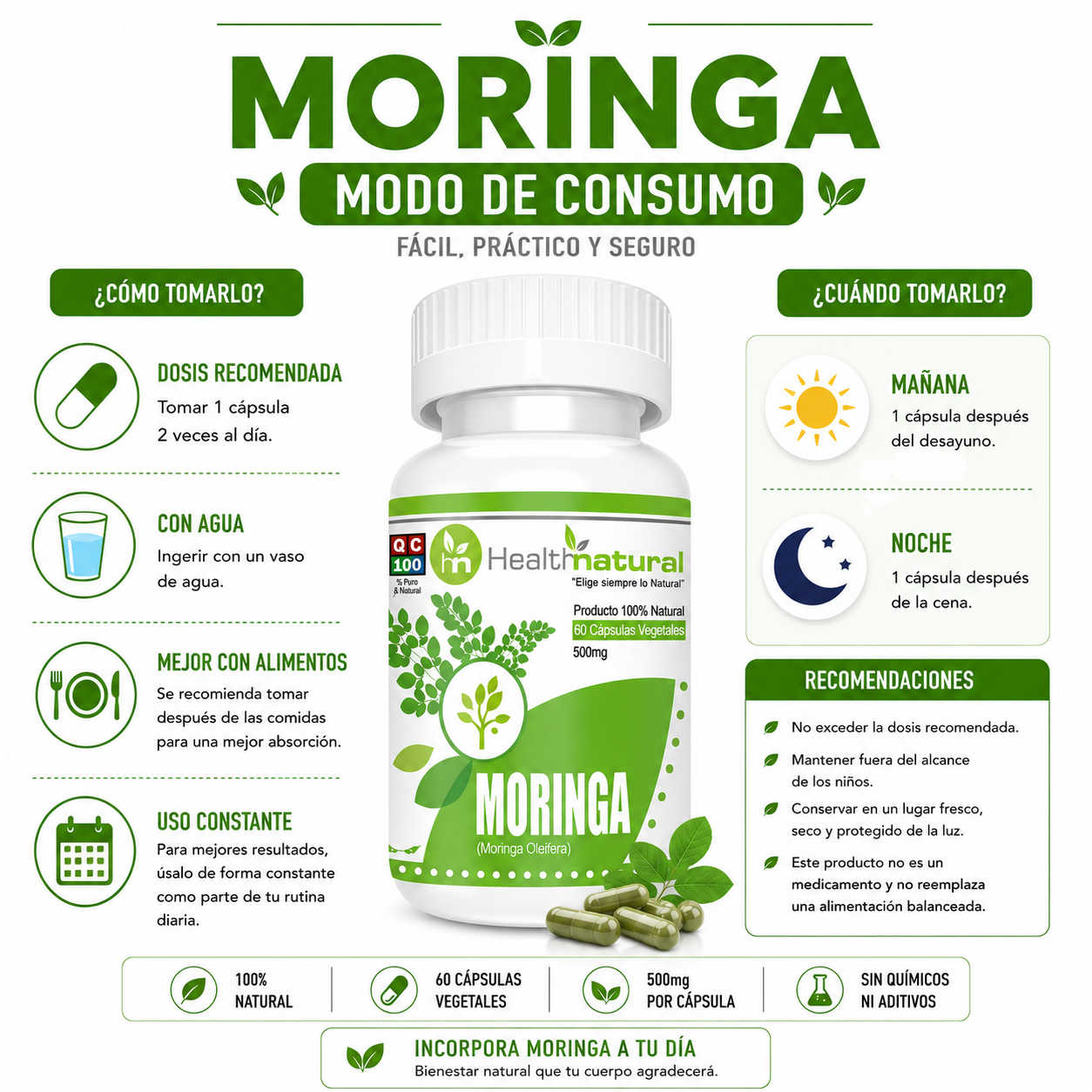 PACK 2 MORINGA HEALTHNATURAL 1000MG - 3