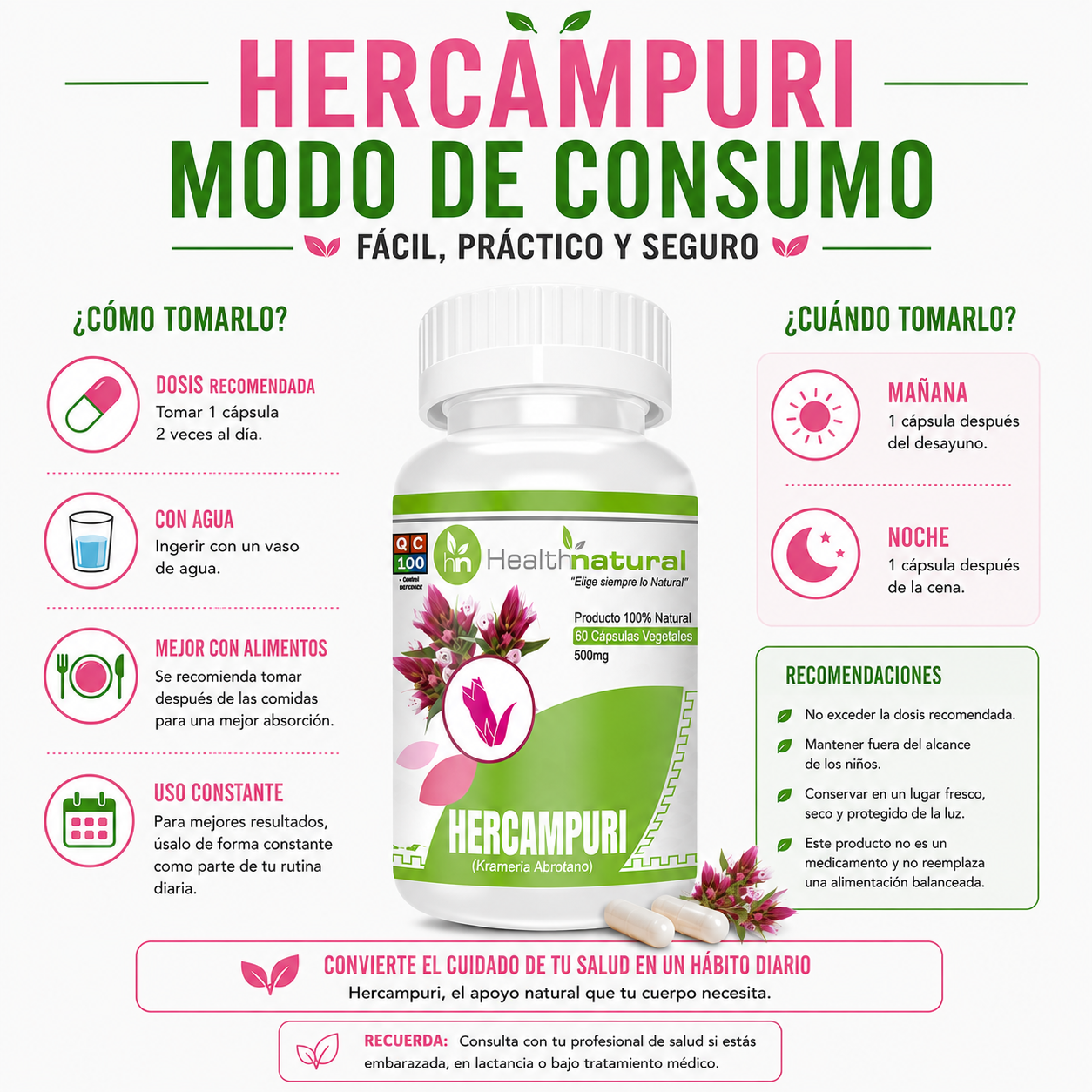 HERCAMPURI HEALTHNATURAL 500MG - 3