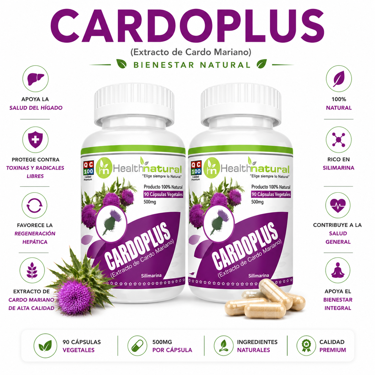 PACK 2 CARDOPLUS HEALTHNATURAL 1000MG - 1