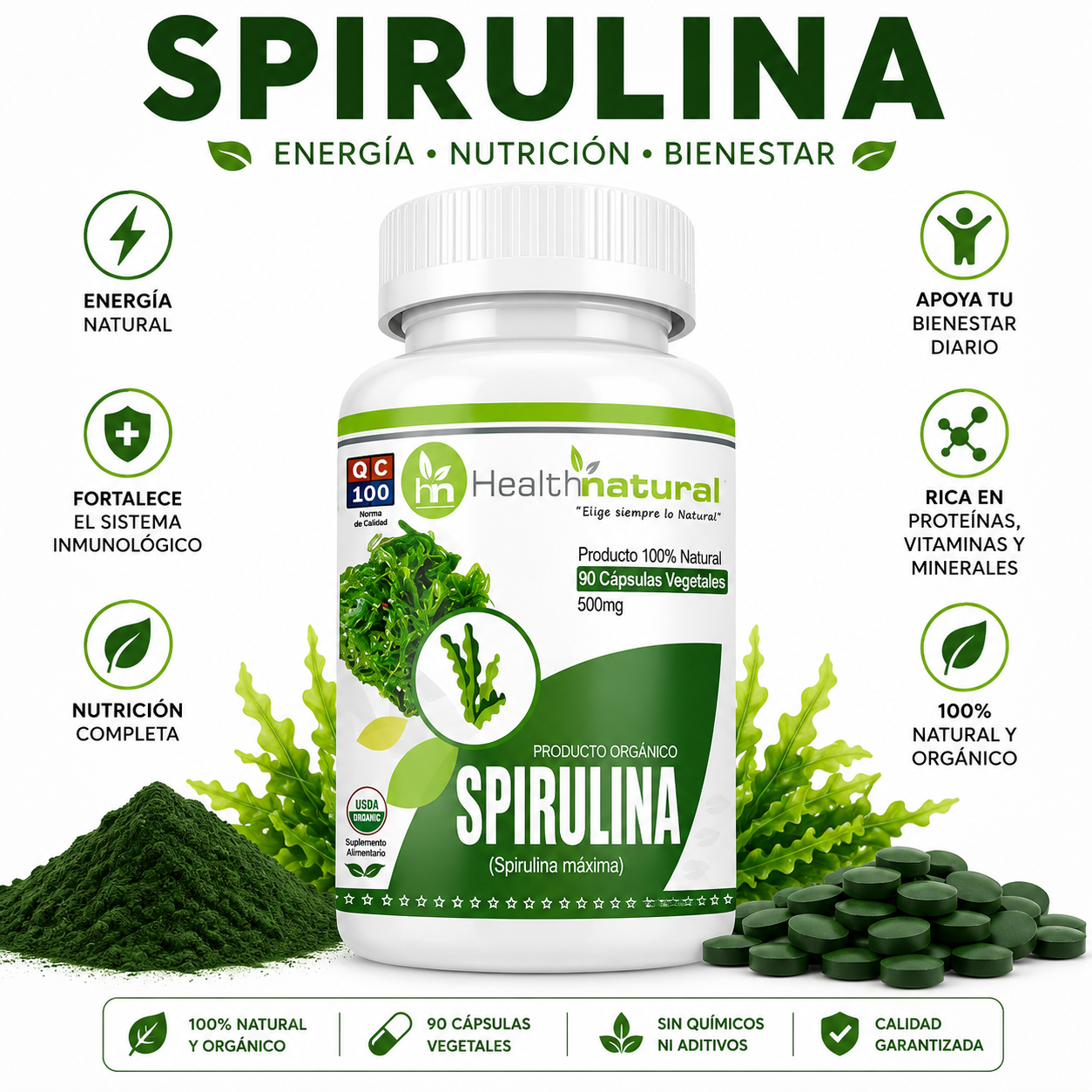 SPIRULINA HEALTHNATURAL 500MG - 1