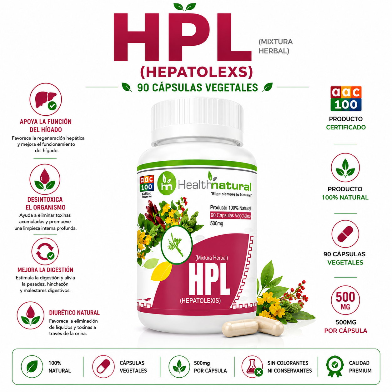 HEPATOLEX (HPL) HEALTHNATURAL 500MG - 1