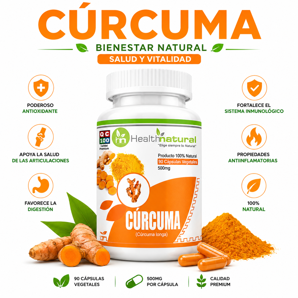 CÚRCUMA HEALTHNATURAL 500MG - 1