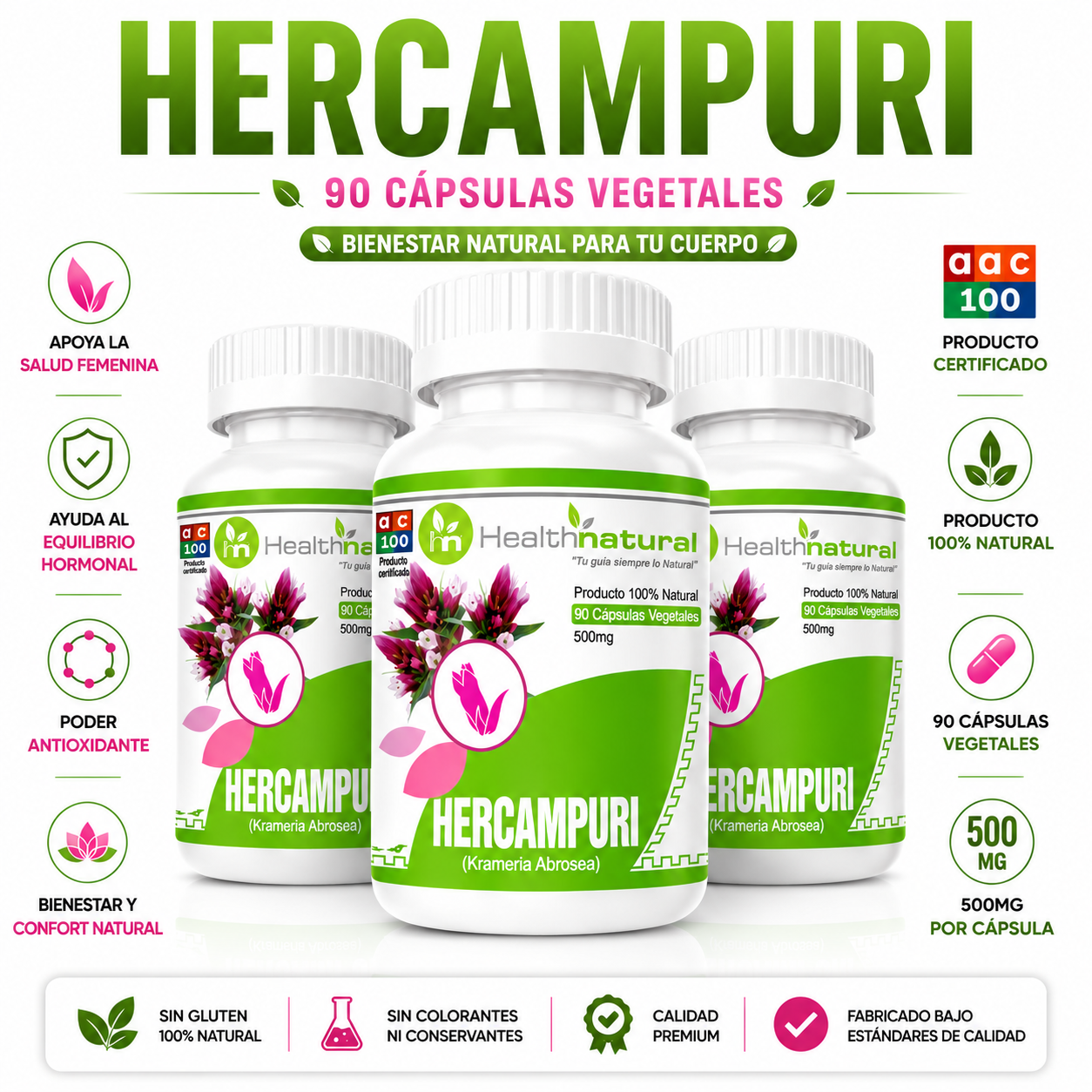 PACK 3 HERCAMPURI HEALTHNATURAL 1500MG - 1