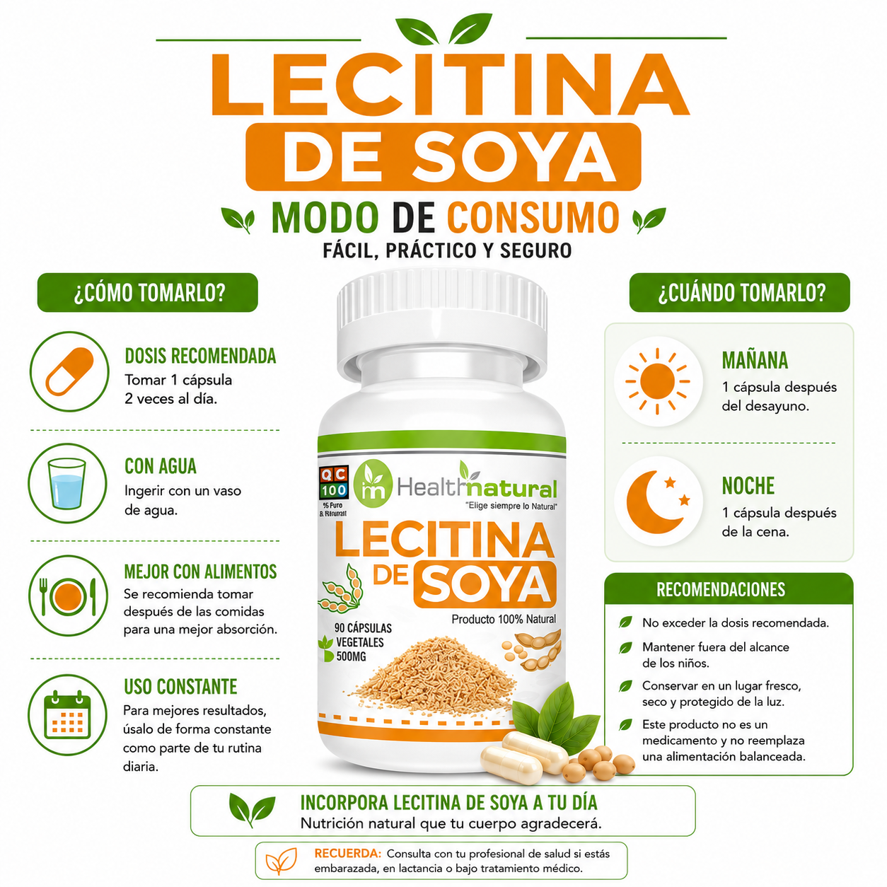PACK 2 LECITINA DE SOYA HEALTHNATURAL 1000MG - 3