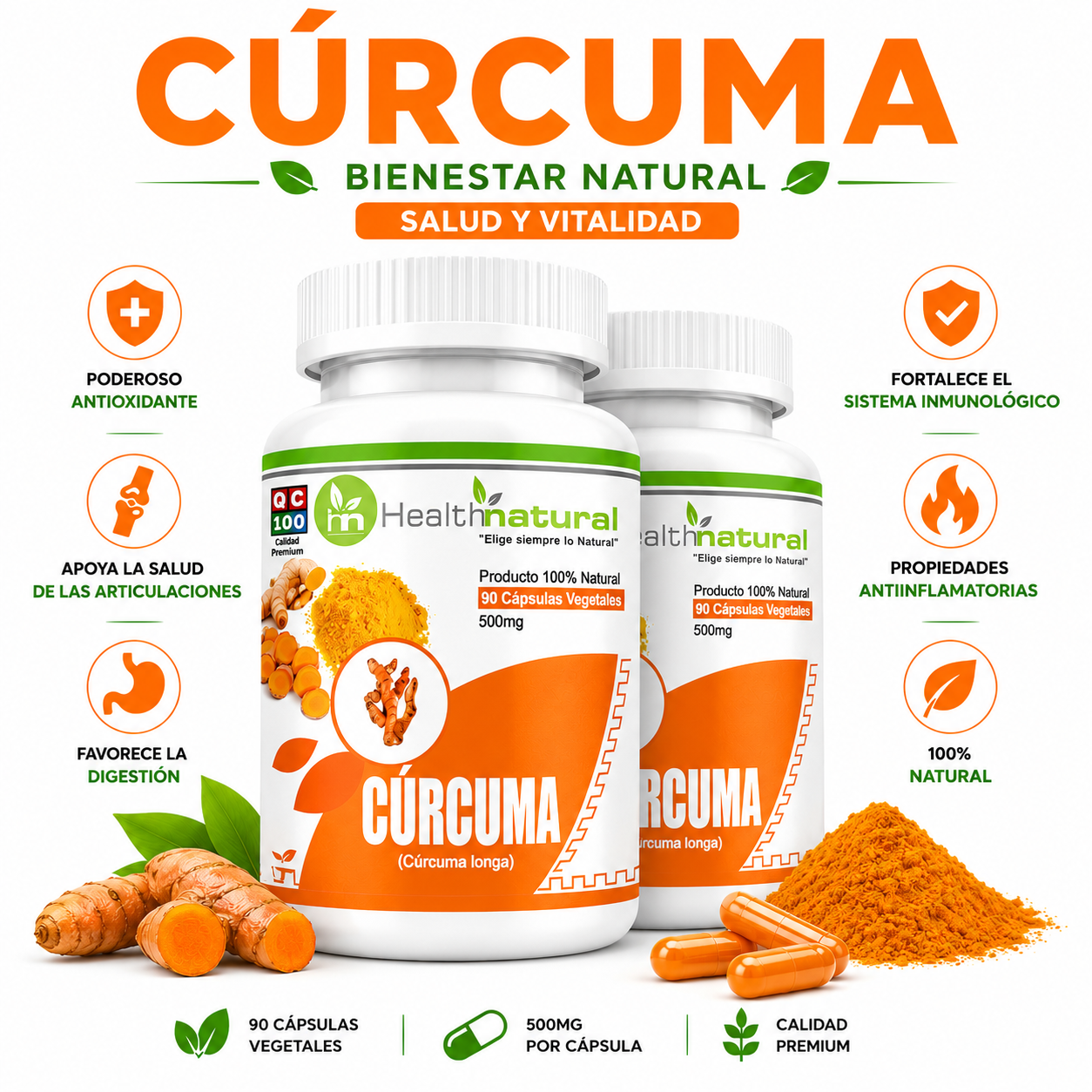 PACK 2 CÚRCUMA HEALTHNATURAL 1000MG - 1