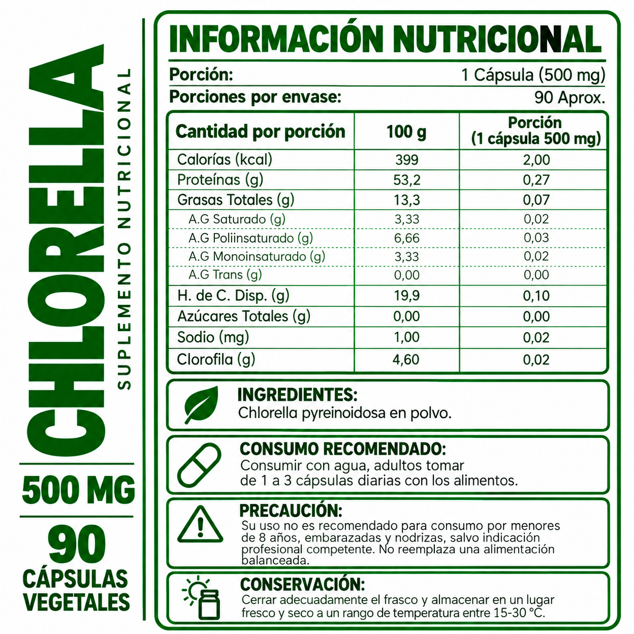 PACK 3 CHLORELLA HEALTHNATURAL 1500MG - 2