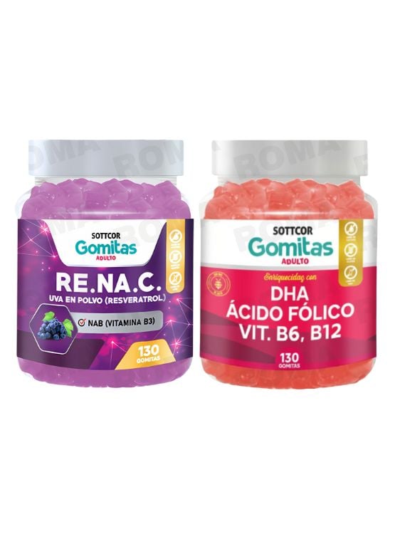GOMITAS RESVERATROL 130UND + GOMITAS DHA ACIDO FOLICO 130UND - 1