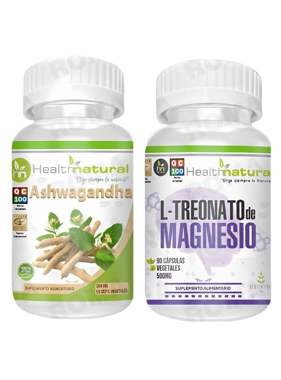 ASHWAGANDHA HEALTHNATURAL + L-TREONATO DE MAGNESIO HEALTHNATURAL 500MG - 1