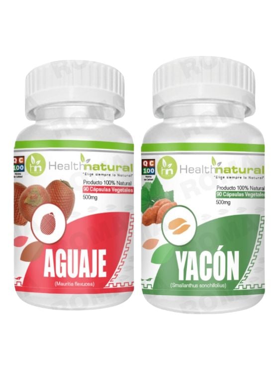 AGUAJE HEALTHNATURAL 500MG + YACÓN HEALTHNATURAL 500MG - 1