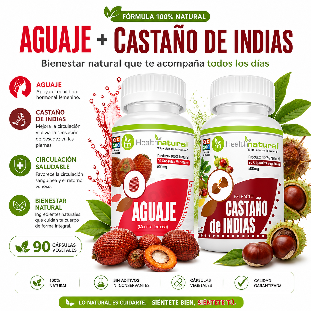 AGUAJE HEALTHNATURAL 500MG + CASTAÑO DE INDIAS HEALTHNATURAL 500MG - 1