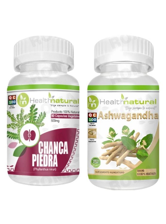 CHANCA PIEDRA HEALTHNATURAL 500MG + ASHWAGANDHA HEALTHNATURAL 500MG - 1