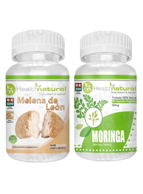 MELENA DE LEÓN HEALTHNATURAL 500MG + MORINGA HEALTHNATURAL 500MG - 1