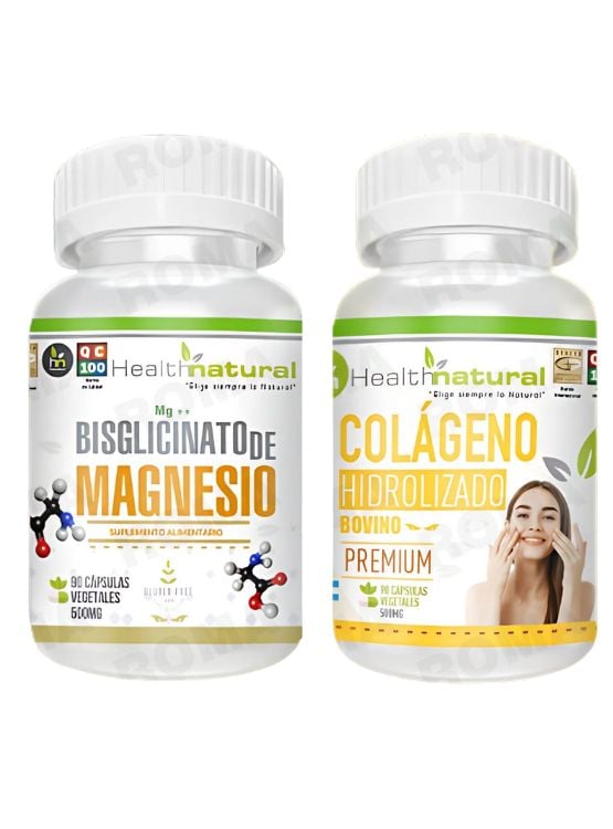 BISGLICINATO MAGNESIO + COLÁGENO HIDROLIZADO HEALTHNATURAL - 1