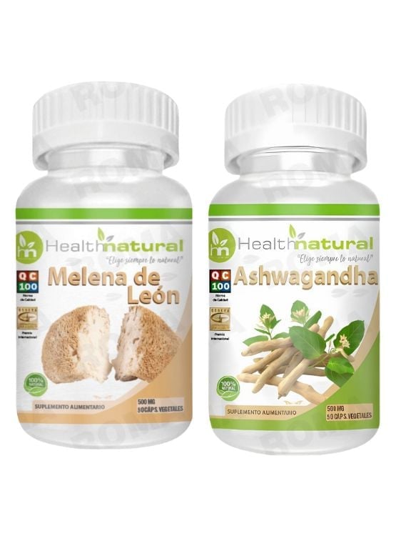 MELENA DE LEÓN HEALTHNATURAL 500MG + ASHWAGANDHA HEALTHNATURAL 500MG - 1