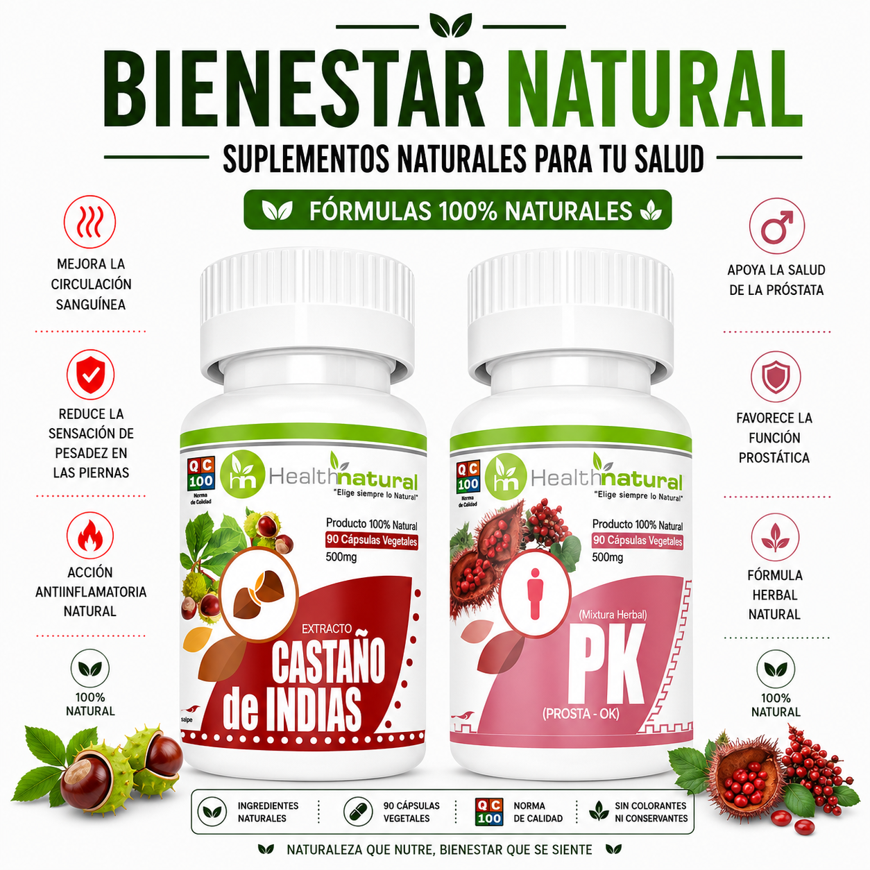 CASTAÑO DE INDIAS HEALTHNATURAL + PK(PROSTA-OK) HEALTHNATURAL 500MG - 1