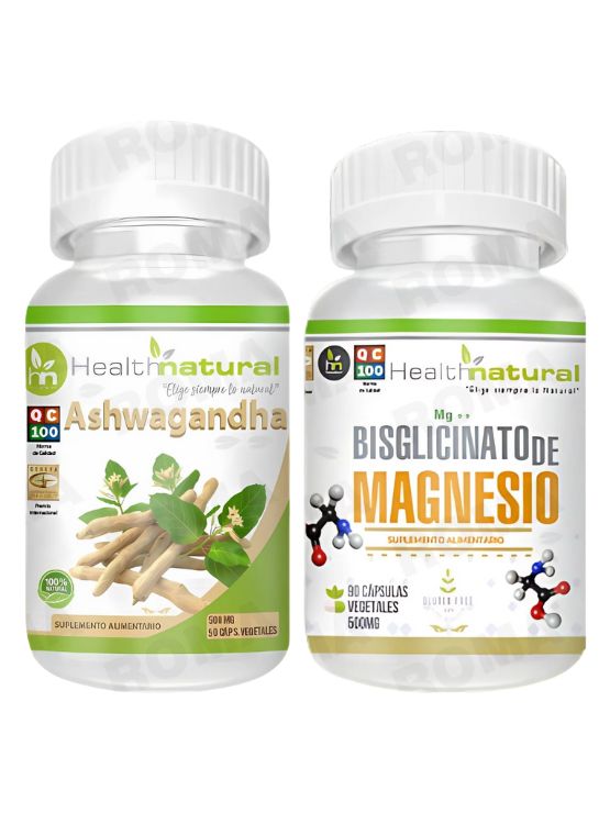 ASHWAGANDHA HEALTHNATURAL + BISGLICINATO DE MAGNESIO HEALTHNATURAL - 1