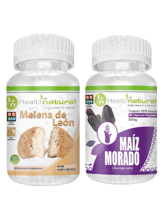 MELENA DE LEÓN HEALTHNATURAL 500MG + MAIZ MORADO HEALTHNATURAL 500MG - 1