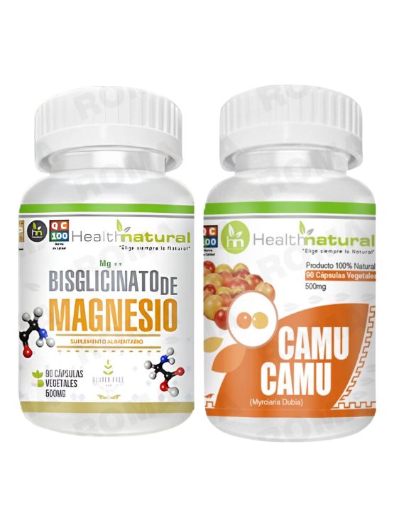 BISGLICINATO DE MAGNESIO HEALTHNATURAL + CAMU CAMU HEALTHNATURAL 500MG - 1